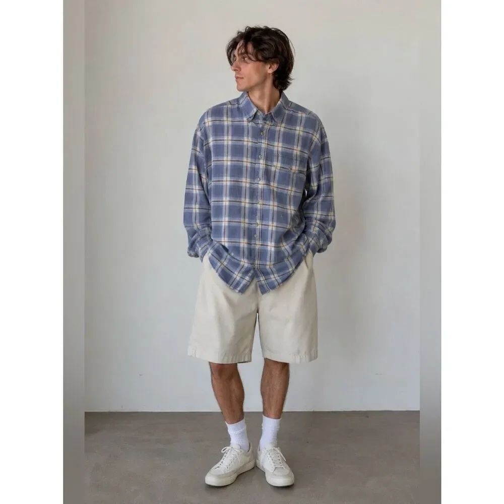 Vintage Campus Button Up Plaid Flannel Shirt Men's XL Long Sleeve See Notes